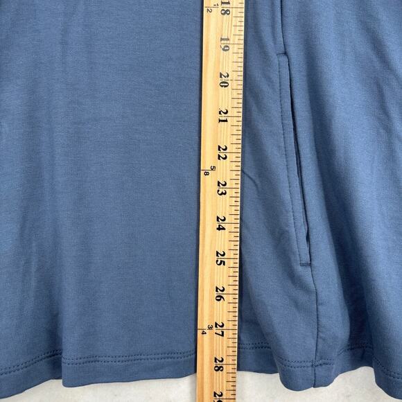 Susan Graver Turtleneck Tunic Size L Petite Blue Jersey Knit Pockets Stretch - Picture 9 of 10